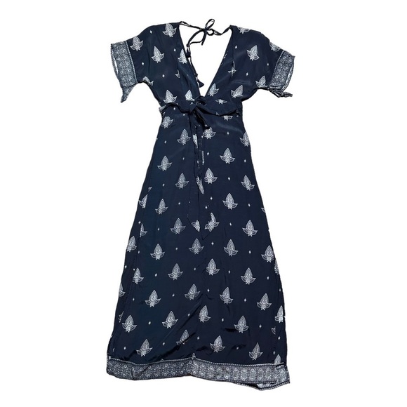 Faithfull the Brand Navy Blue & White Tuula Maxi Dress US 4 - Picture 9 of 9